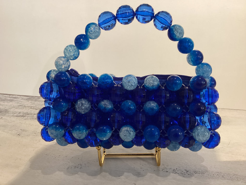 Blue Hibiscus Blue Marble Bead Bag