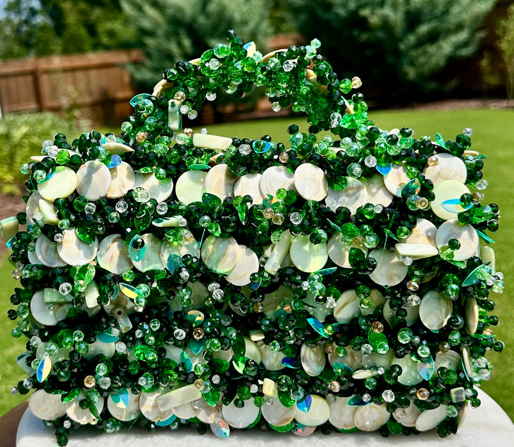 Green Shell & Bead Bag