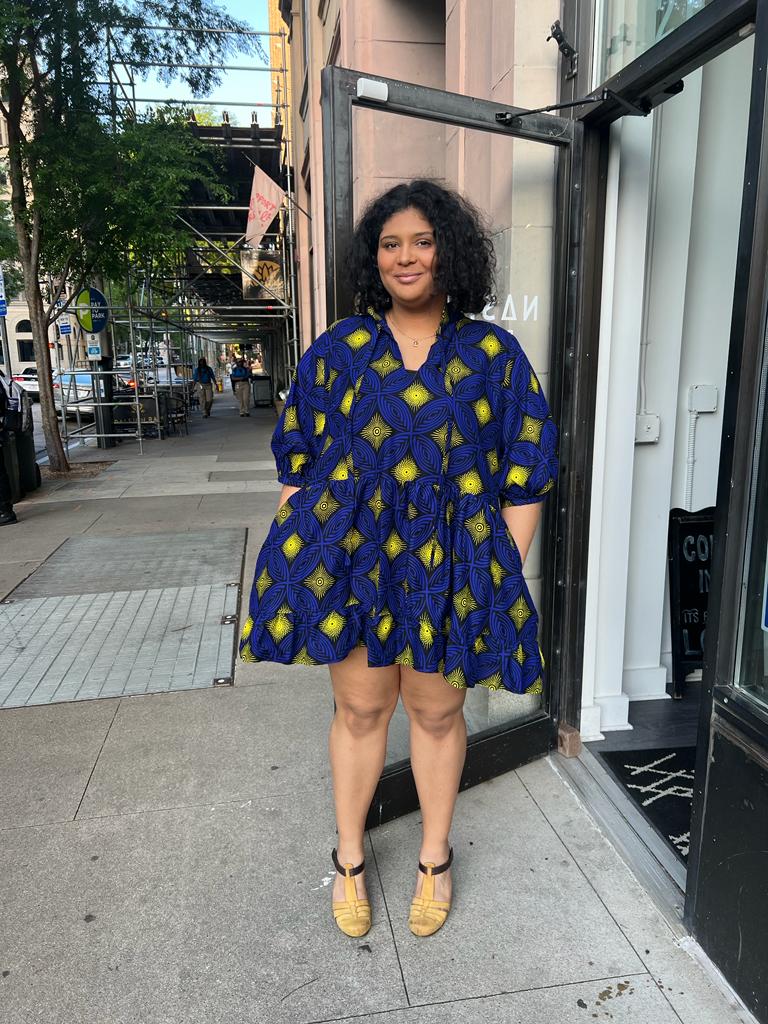 Blue & Yellow Mini Dress