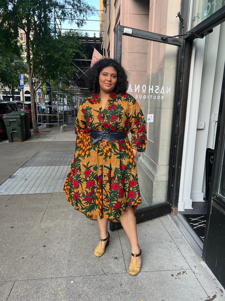 Orange Peacock Shirt Dress