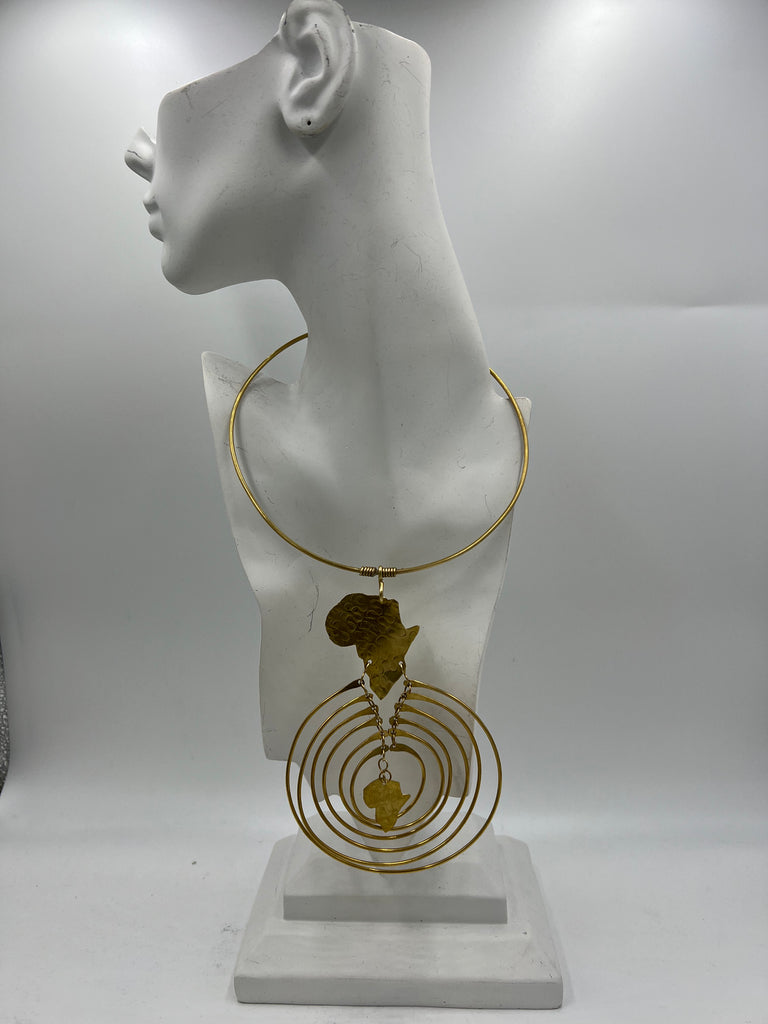 Double Africa Brass Necklace