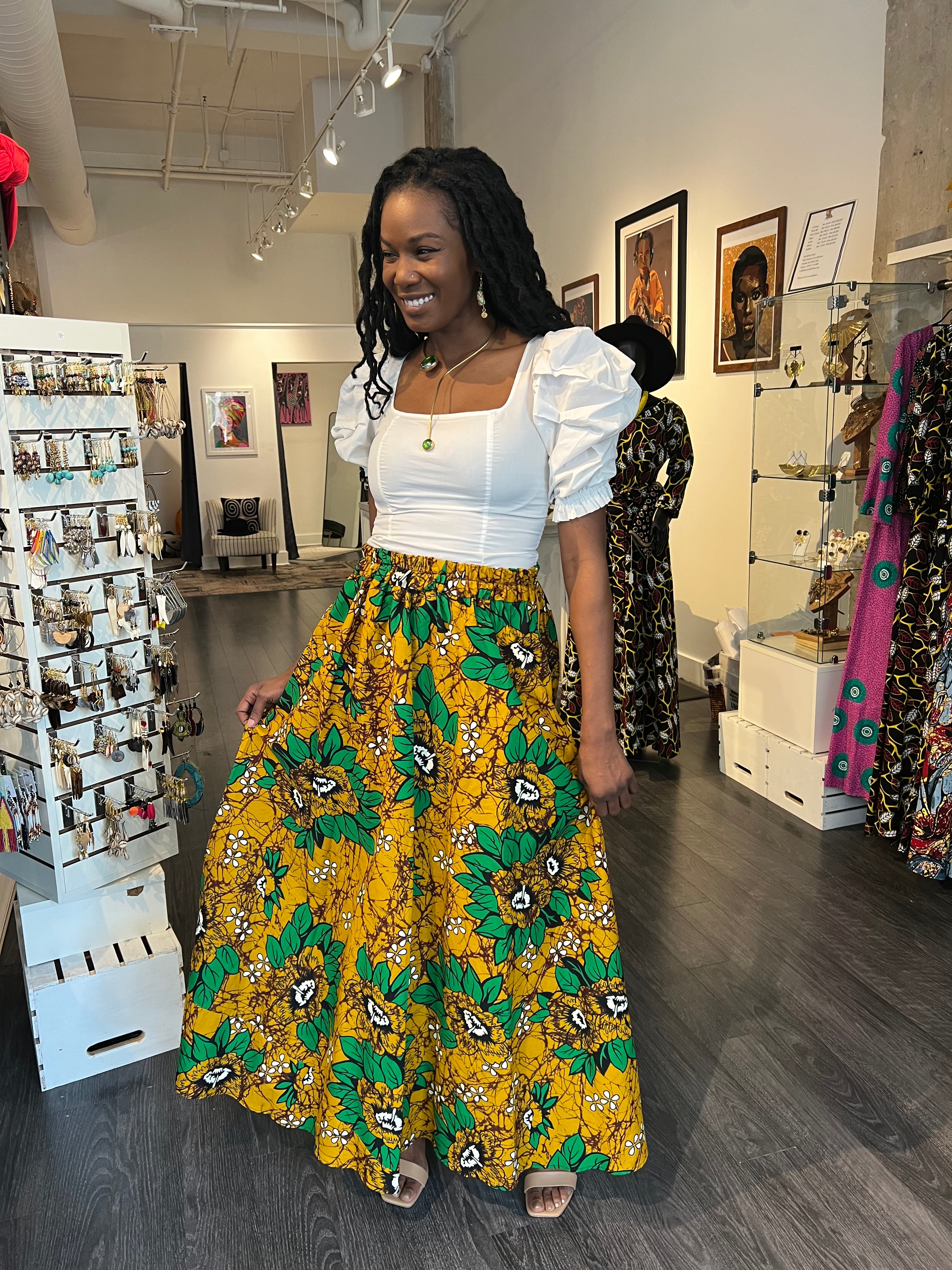 Army green maxi skirt Clearance