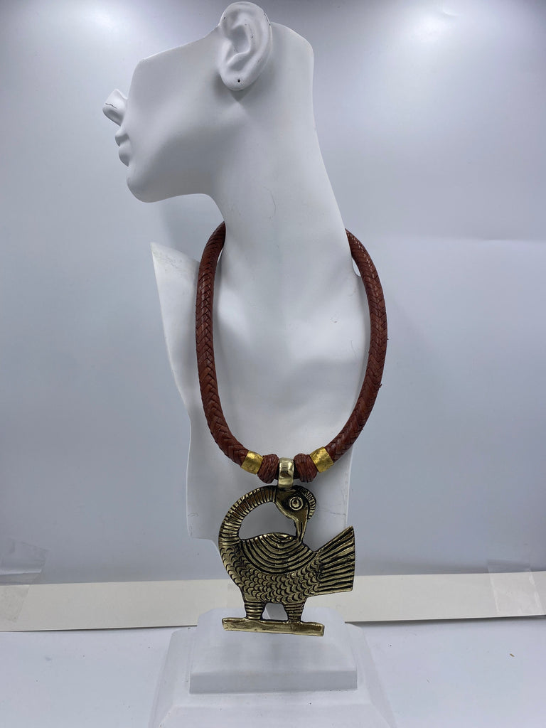 Sankofa Brass & Leather Necklace