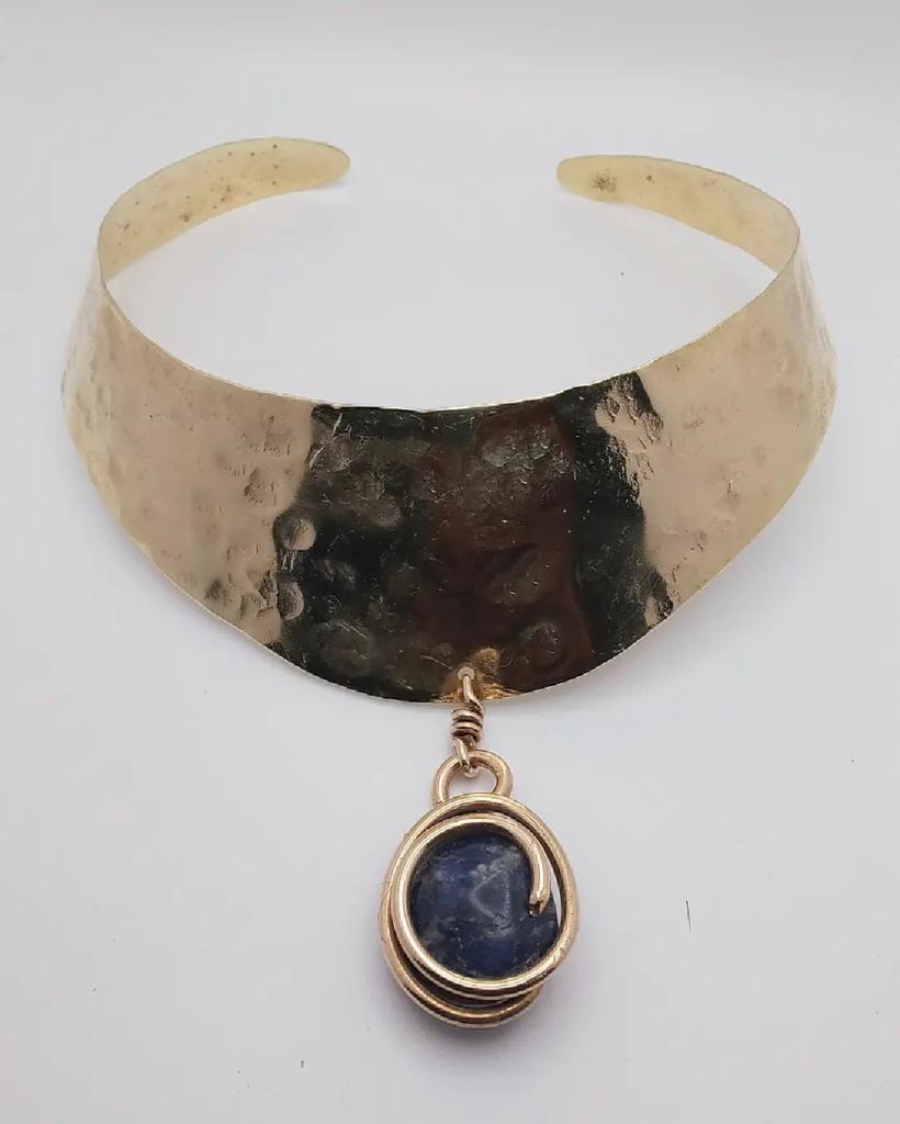Sodalite brass choker