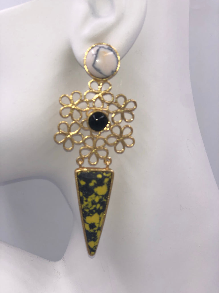 Blue Hibiscus black star with triangle