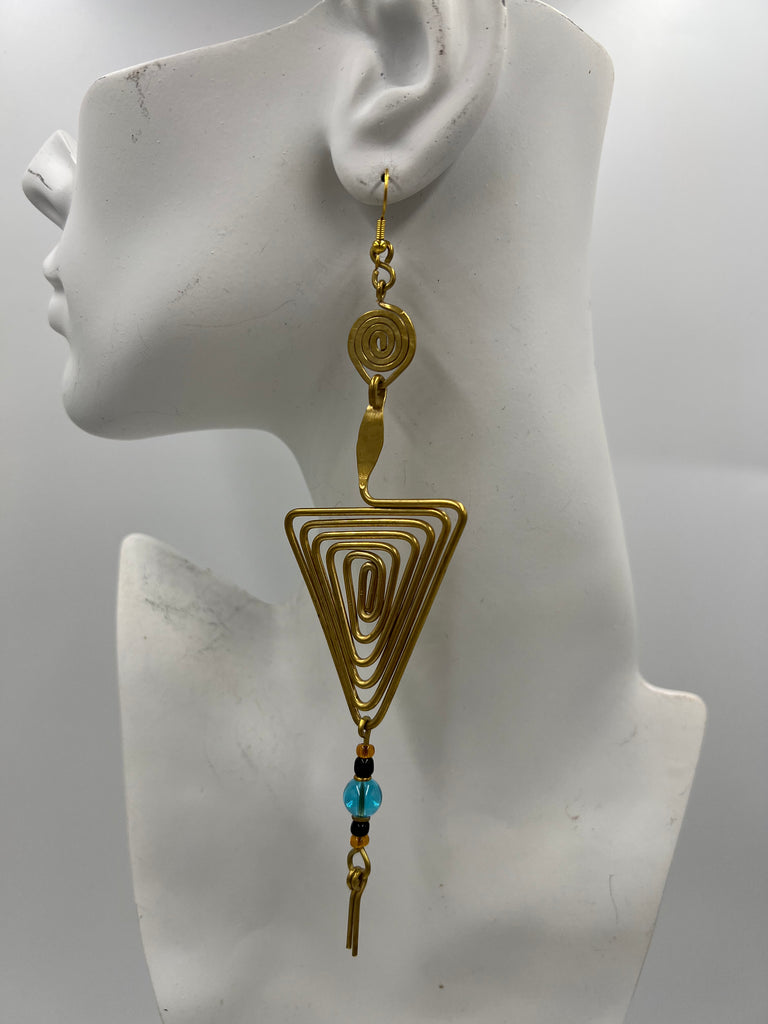 Triangle Swirl Earring-Light Blue